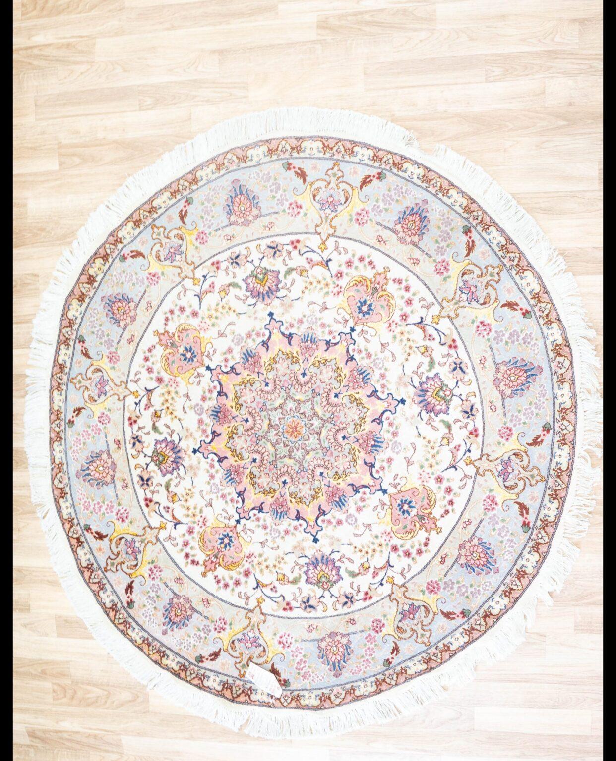 Tabriz Wool Silk Rug 5'x5' View 5