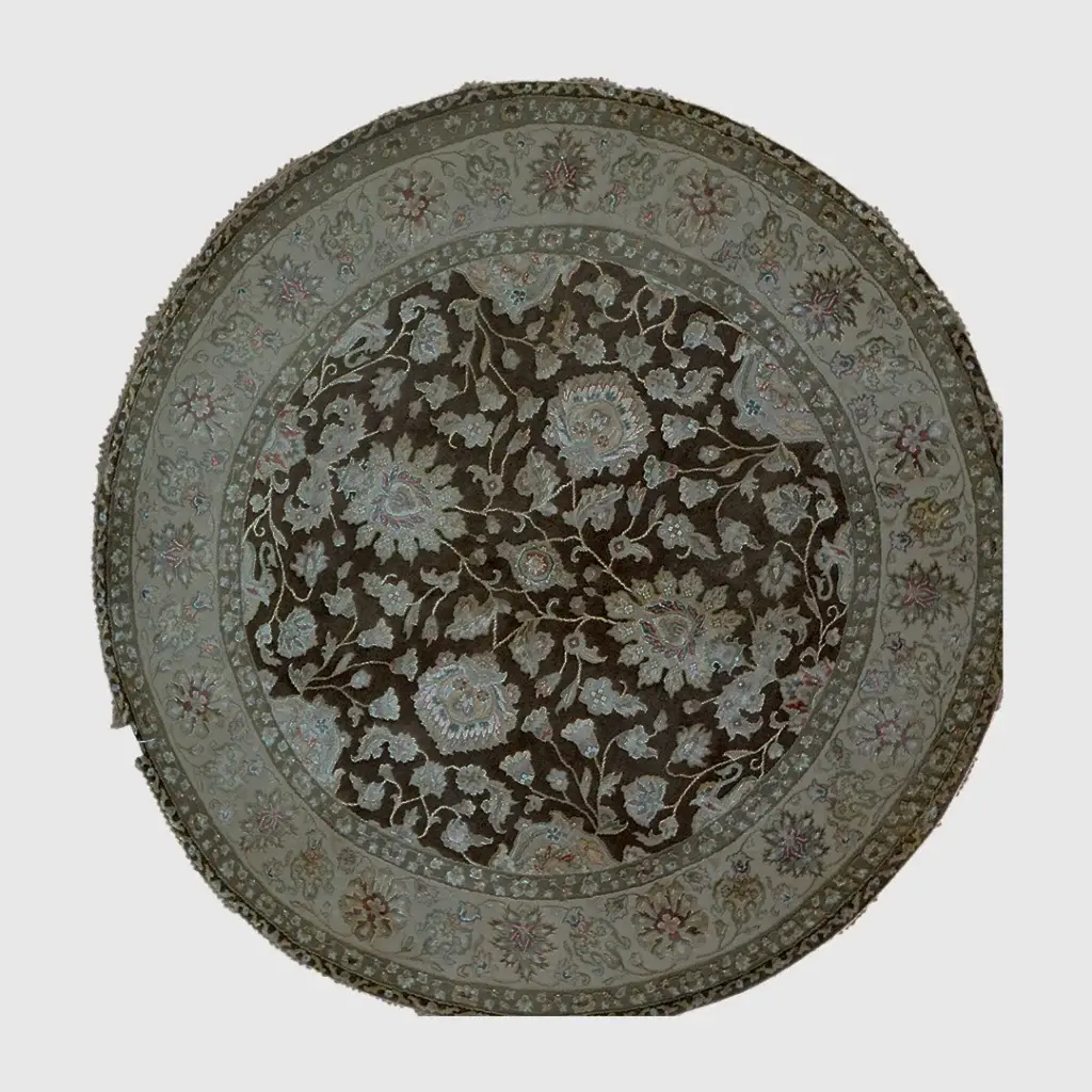 Kashan Wool Silk Rug 5'x5'