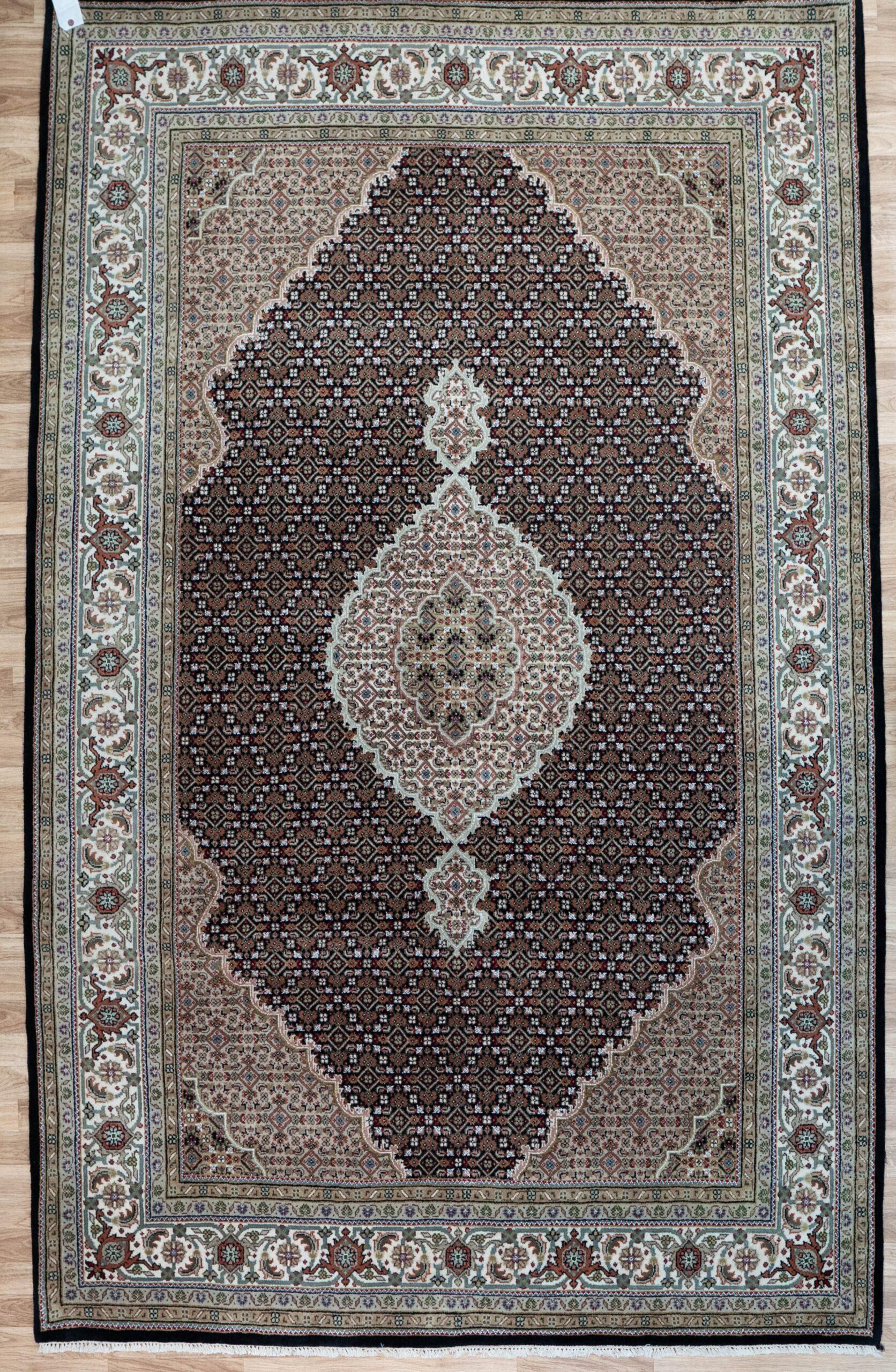Tabriz Wool Silk Rug 6'x9' View 1