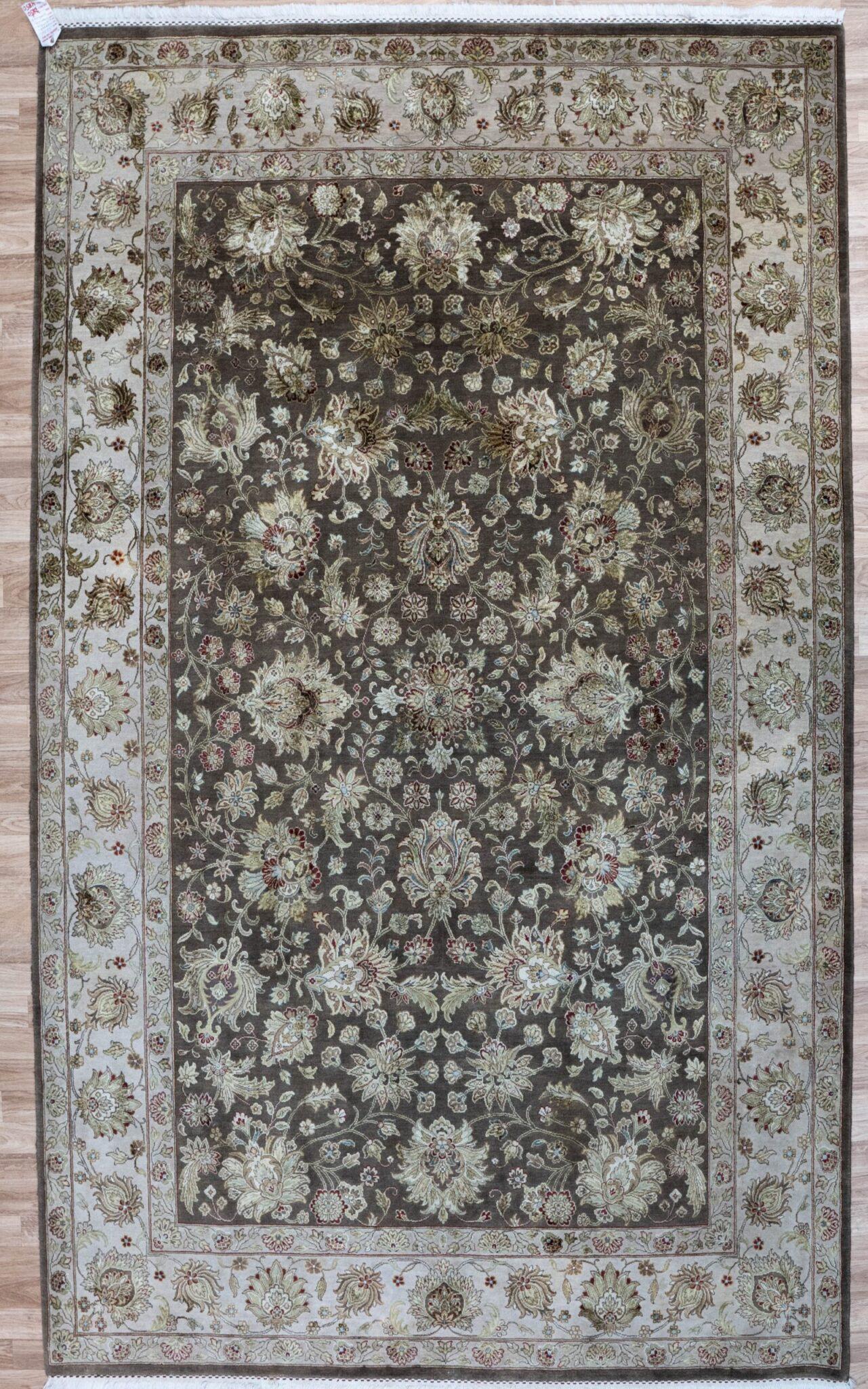 Tabriz Wool Silk Rug 6'x9' View 2